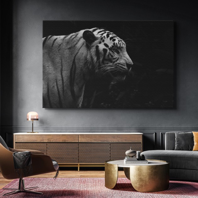 The accent in interior – canvas prints Black and white tiger ...